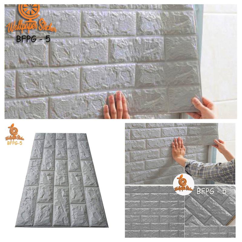 Wallpaper 3D Modern Foam Batu Bata Snoppy murah Grosir 70*70 cm 0.5 mm