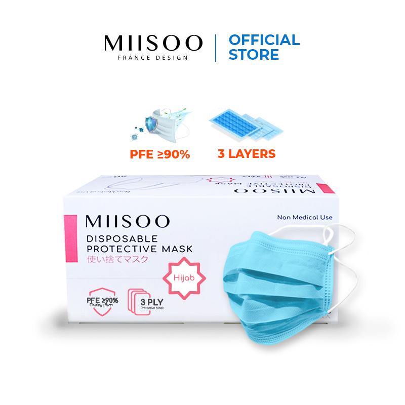 MIISOO Disposable Facemask Hijab Headloop 50pcs/BOX Masker Kesehatan …