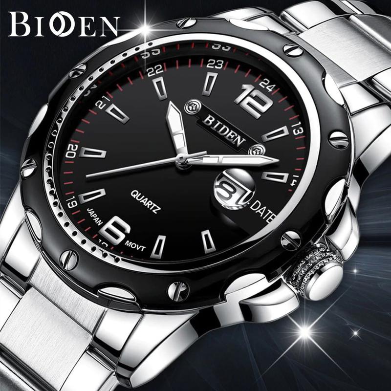 BIDEN Jam Tangan Pria Olahraga Kuarsa Otomatis Date Tali Stainless St…