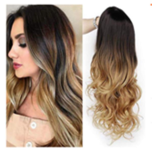 Beauty ladies gradient color long curly hair wig ladies hair cover