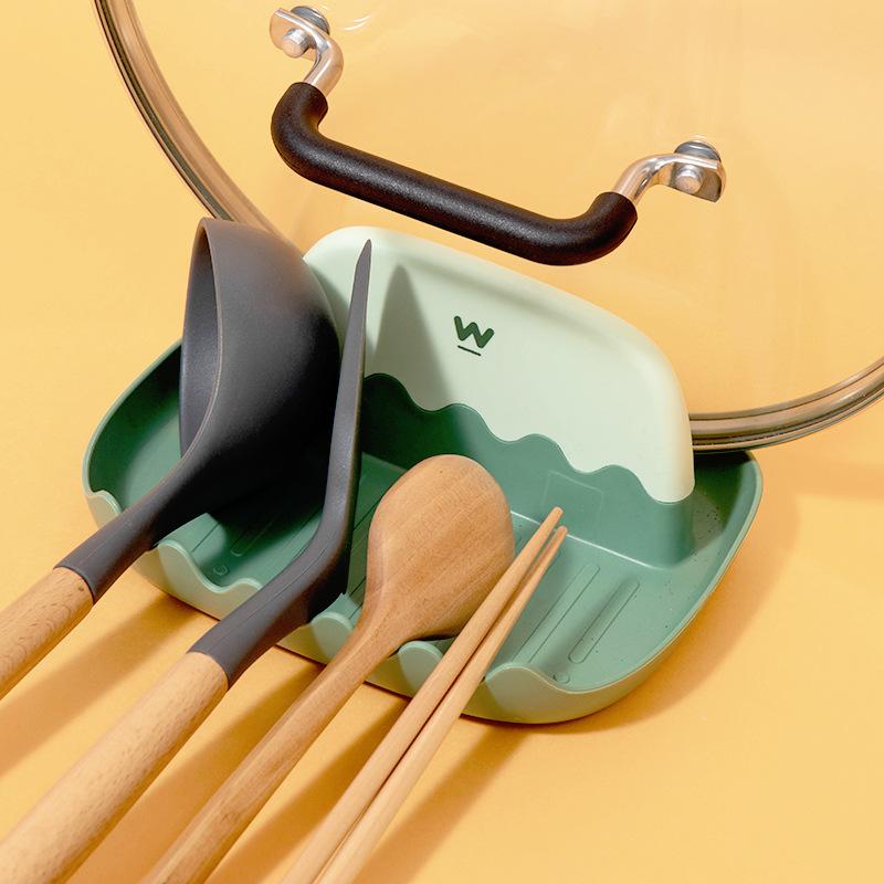 Kitchen Gadgets Spoon Holder Spatula Ladle Shelf Spoon Rest Pot Lid H…