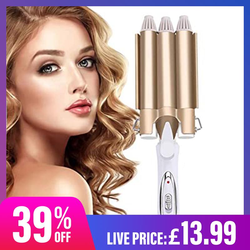 6/1  -Hair Curler,3 Barrel Hair Waver Curling Iron, Hair Curling Wand…