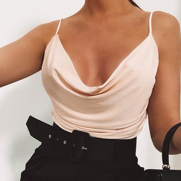 Nude Slinky Cowl Neck Bodysuit