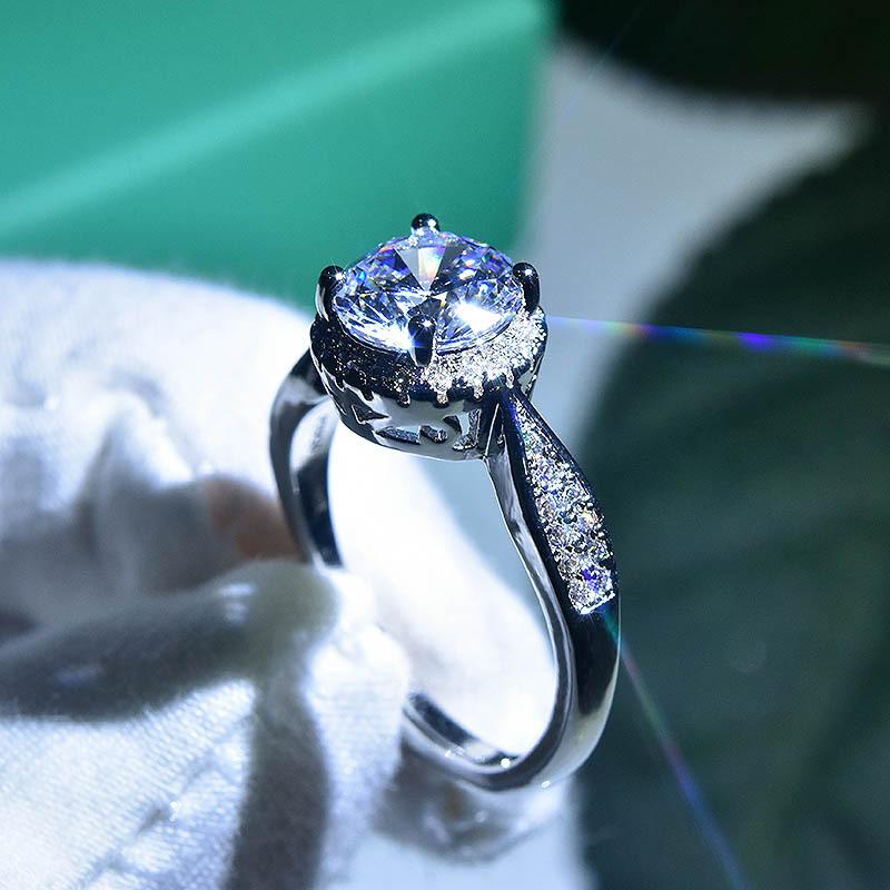2 Carat Moissan Diamond Hearts & Arrows Open Ring Adjustable Open Ring