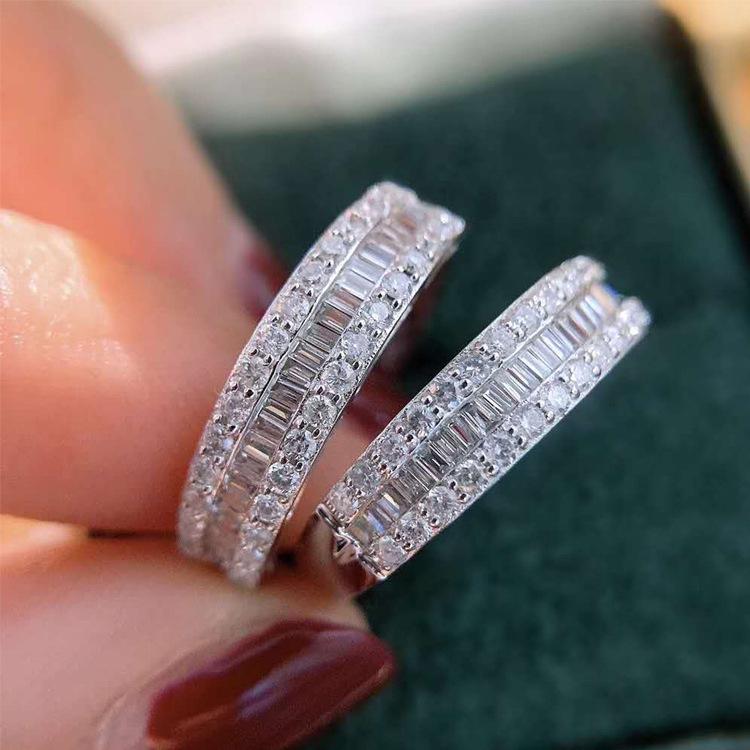 Fashion temperament 18K gold plated full diamond ladder cubic zircon …