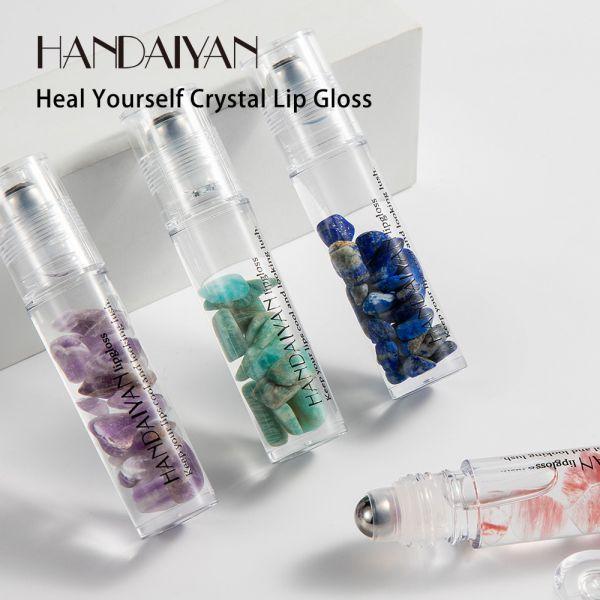Natural Crystal Stone Roller Lip Gloss Colorless Moisturizing Lipstic…