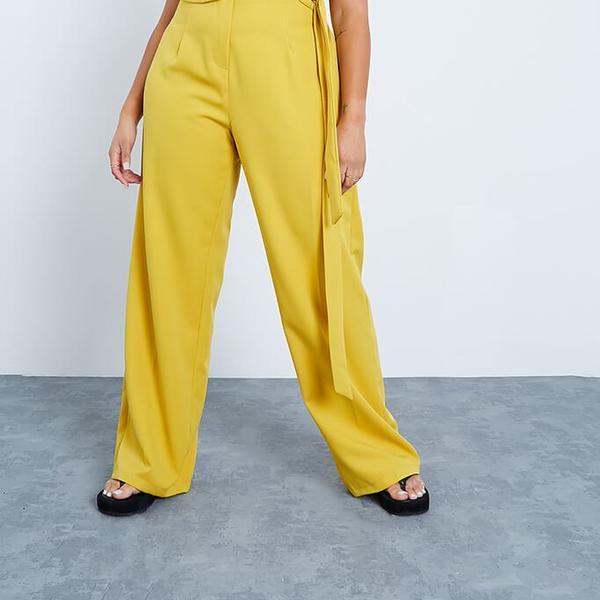 Yellow Plus Size Wide Leg Tailored Trouser