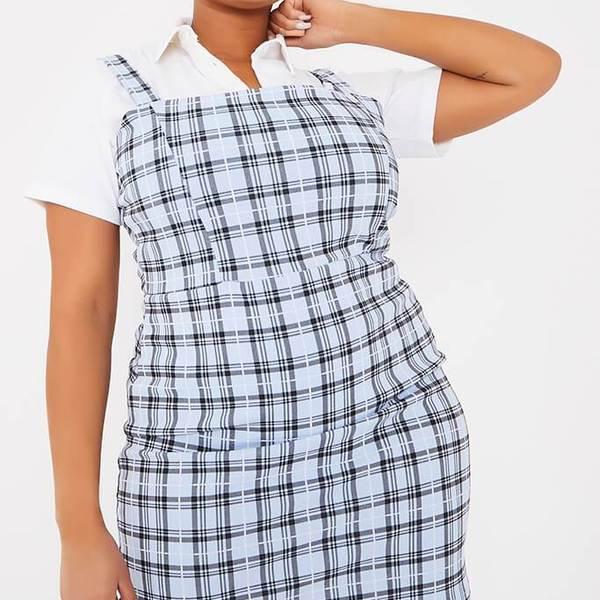 Blue Plus Check Pinafore Dress