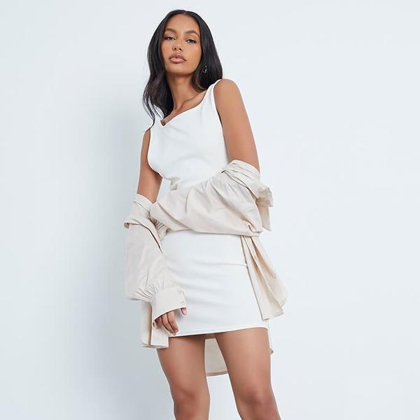 Cream Rib Low Back Bodycon Dress