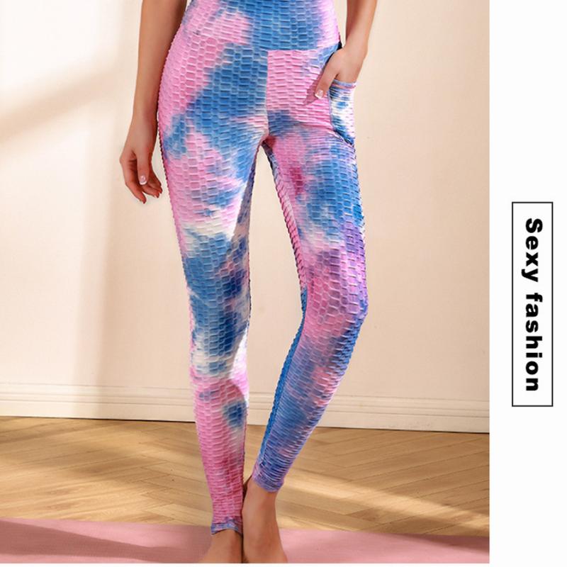 Sports Yoga bubble pants breathable hip lifting Yoga Pants jacquard y…